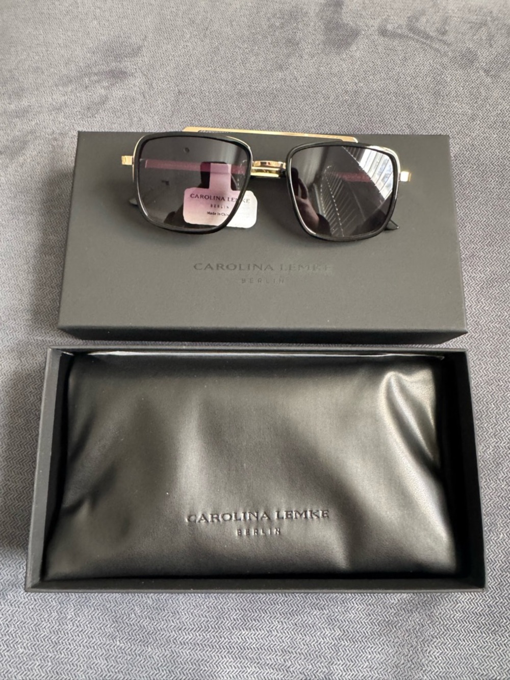 SALE Carolina Lemke Berlin Sunglasses - Black Frame with Gold trim - Picture 6 of 8